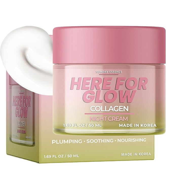Collagen Night Cream - Dermatologist Tested, Korean Skin Care, Anti-Aging - Hydrating Moisturizer, Retains Moisture - Vegan, Non- GMO, Clean Beauty, 95% Natural - 1.69 Fl Oz