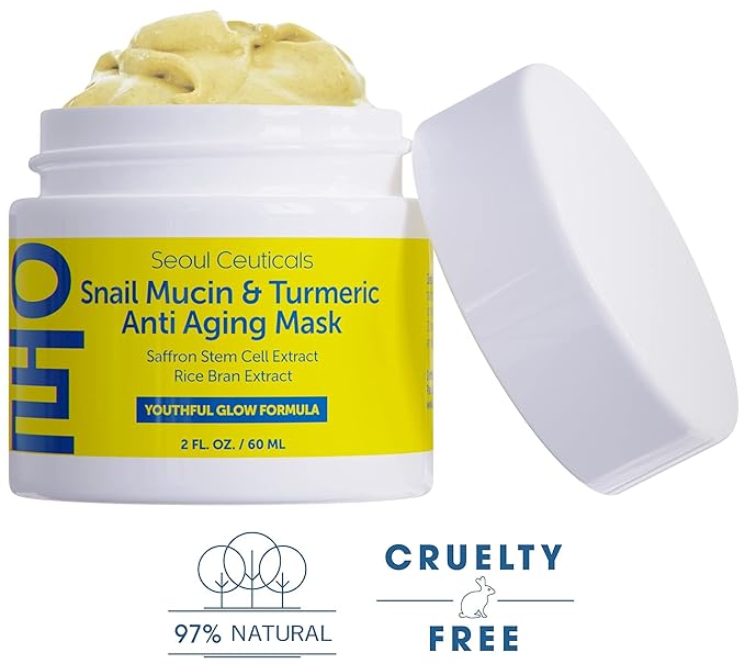 Korean Skincare Set - Contains K Beauty Essence Spray + Snail Mucin Turmeric Face Mask - This Potent Anti Aging Anti Wrinkle Skin Care Set Will Provide You With That Healthy Youthful Glow