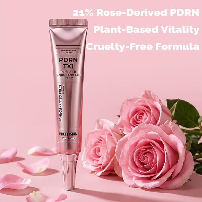 PRETTYSKIN Rose PDRN 21% Facial Moisturizer – Plant-Based Daily Cream for Glass Skin Texture & Moisture Barrier Support – Non-Sticky K-Beauty Skincare with Ceramide NP, Peptides & Niacinamide, 1.05 oz