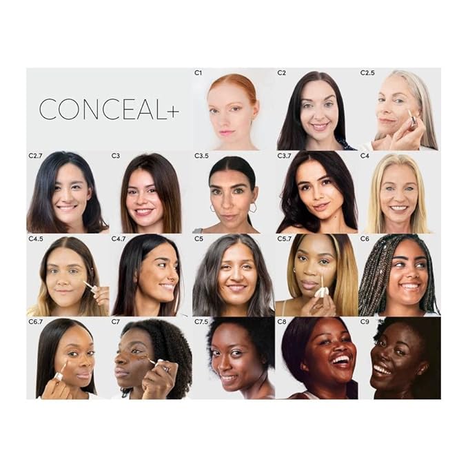 Fitglow Beauty Conceal+ | Vegan Full Coverage Concealer Skincare with Vitamin K + Green Tea | Corrects Dark Circles, Blemishes & Redness | Non-Creasing, Natural Finish | C2.7-6g