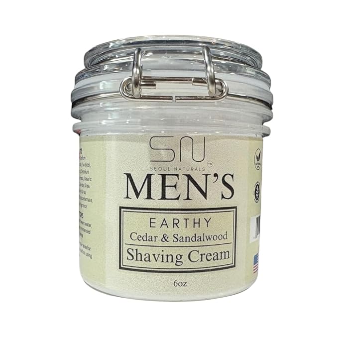 Seoul Naturals Earthy Cedarwood and Sandalwood Shaving Cream, k beauty, 6 oz