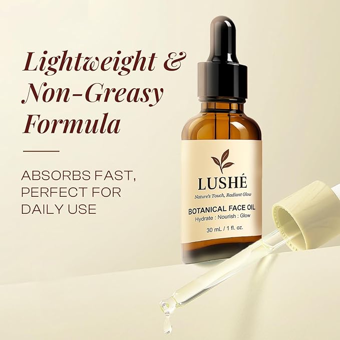 Botanical Face Oil with Argan, Jojoba, Rosehip & Vitamin E – Lightweight Facial Oil for Glowing Skin, Moisturizing & Nourishing Skincare Serum for Dry & All Skin Types – 30 ml