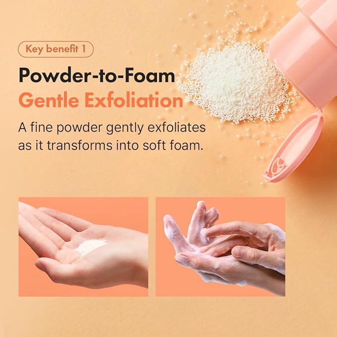 Hanskin Vitamin C Glow Powder Cleanser – Korean Brightening, Exfoliating Face Wash | Papaya Enzyme + Vitamin C for Radiant, Smooth, Even-Toned Skin | Gentle Daily Powder-to-Foam Cleanser | 2.36 fl oz