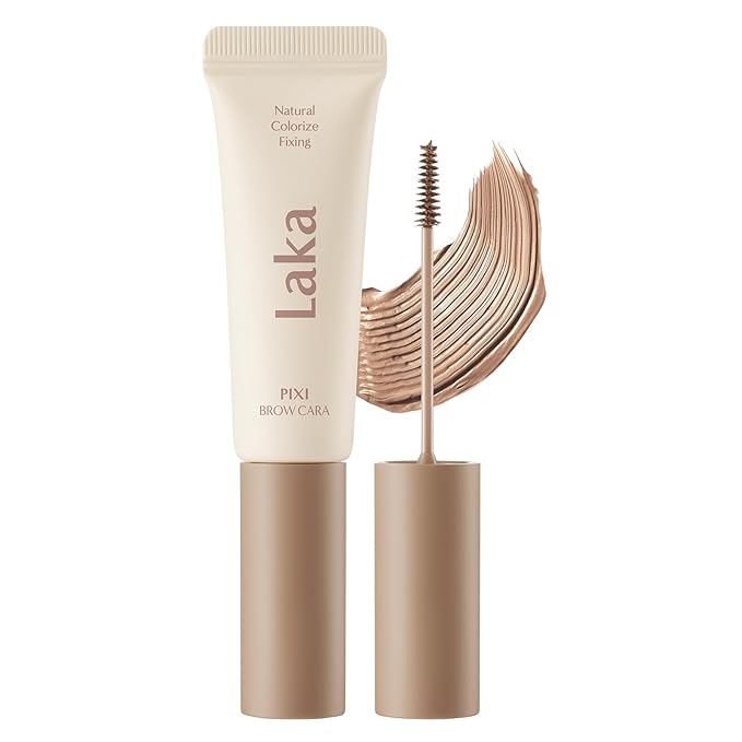 Laka Pixi Eyebrow Mascara 8g/0.28oz., Eyebrow Gel to Fix and Shape Brows, Clump-Free, Brow Fixer with Slim Precision Brush, Vegan, K-Beauty (02 Wood Brown)