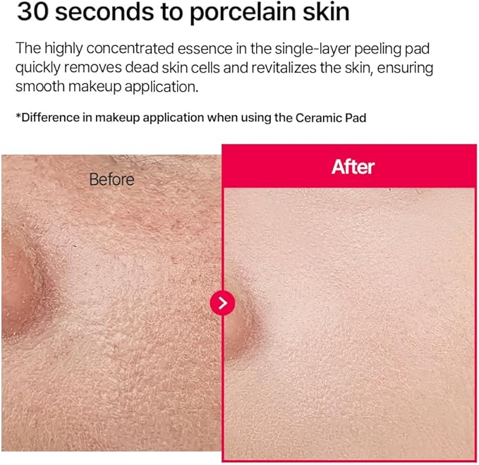 Parnell AHA 9.12% Omija Ceramic Peeling Pads (60 Count) | Gentle Daily Exfoliating Toner Pad with LHA PHA Vitamin C | Smooth Clear Look Korean Skin Care