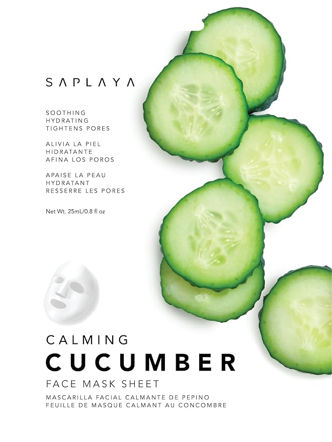 Saplaya K-Beauty Facial Skincare Natural Beauty Multi-Pack Face Sheet Masks Balanced Skin Care Made In South Korea (Hydro Boost (Cucumber, Tomato, Carrot, Aloe, Pearl, Collagen))
