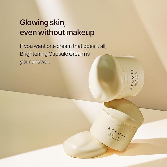 ACCOJE Brightening Capsule Cream 50 ml / 1.69 fl oz – Lightweight K-Beauty Cream with Korean Jeju Botanicals for Radiant, Even-Looking Skin