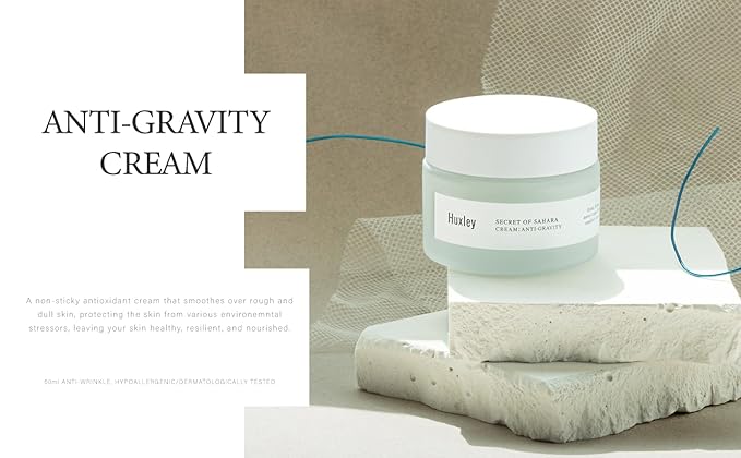 Huxley Secret of Sahara Anti-Gravity Cream, Anti-Aging Hydrating Face Moisturizer, K-Beauty, Organic Prickly Pear Seed Oil and Cactus Extract, Vitamin E, Non-Sticky Balm-Cream | 50 mL / 1.69 fl. oz.