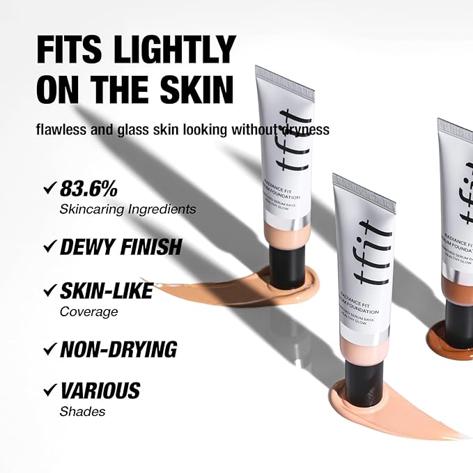 Radiance Fit Serum Foundation - Flawless Coverage, Dewy finish, Long-lasting Waterproof and sweatproof,Lightweight,Creamy Natural,1.05 Oz. (N11 Auburn, 1.05 Oz.)