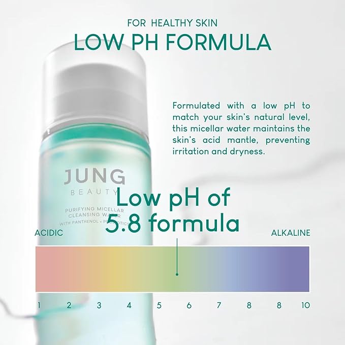 Jung Beauty Purifying Micellar Cleansing Water with Panthenol & Probiotics - Gentle Makeup Remover and Hydrating Face Cleanser for Sensitive Skin, Non-Stripping K-Beauty Skincare, 200ml