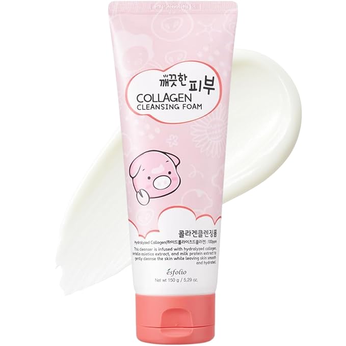 esfolio Collagen Cleansing Foam – Hydrating Face Wash for Deep Cleansing&Nourishing Skin – Korean Skincare All Skin Types – Gentle Foaming Facial Cleanser with Centella&Milk Protein (5.29 OZ-150ML)