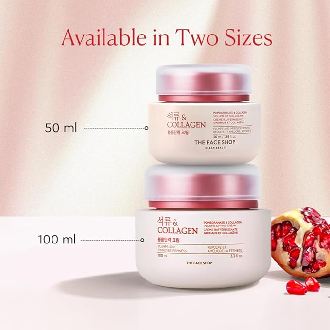 The Face Shop Pomegranate & Collagen Volume Lifting Eye Cream | Deep Revitalizing Cream for Elasticity, Firmness & Density | Anti-Aging Korean Moisturizer | Plump & Smoothen Your Skin, 3.38 Fl Oz