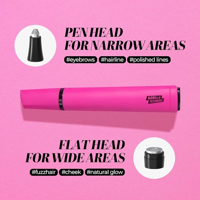 Gorilla Technique Eyebrow & Facial Trimmer for Women, Painless 2 in 1 Eyebrow Razor & Facial Hair Remover for Upper Lip, Chin & Peach Fuzz for Smooth Skin, K-Beauty Inspired Korean Skin Care