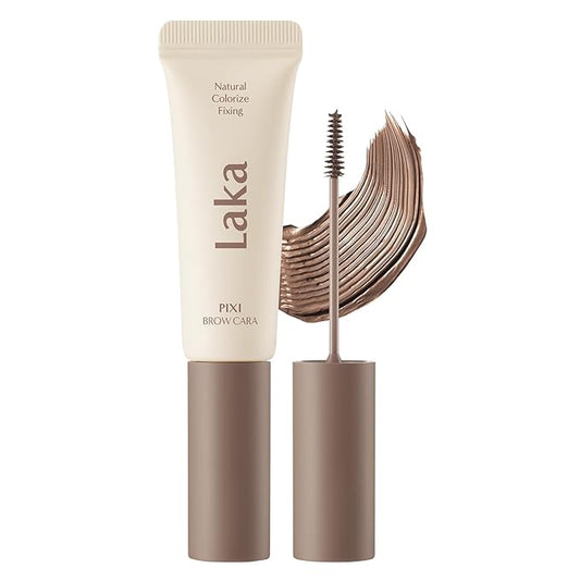 Laka Pixi Eyebrow Mascara 8g/0.28oz., Eyebrow Gel to Fix and Shape Brows, Clump-Free, Brow Fixer with Slim Precision Brush, Vegan, K-Beauty (01 Peanut Brown)