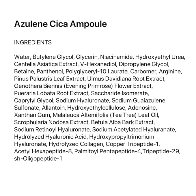 Le Nubele Azulene Cica Ampoule Soothes Acne Prone and Sensitive Skin, Azulene 700ppm, Centella Asiatica, Panthenol, Non-Comedogenic, Reduce Redness, Korean Skin Care, 50ml/1.06 fl.oz.