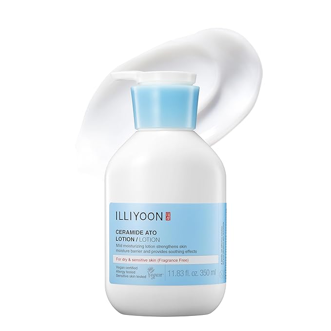 Illiyoon Ceramide Ato Lotion | Lightweight Moisturizer for Dry & Sensitive Skin, Barrier Repair for Face & Body, Mild for Babies, Vegan Certified, Korean Skin Care, 11.83 fl.oz.