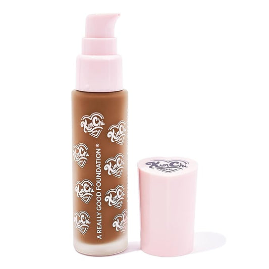 KimChiChic Beauty A Really Good Foundation | Medium to Full Coverage Makeup | Long-Lasting, Lightweight Hydrating Formula | Vegan & Cruelty-Free, 1.0 fl. oz, 134D Deep + Warm Golden Undertones