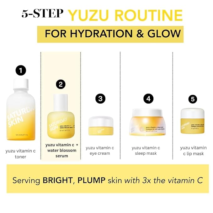 Saturday Skin Yuzu Vitamin C Serum for Face – Brightening Serum Hyaluronic Acid, Peptides & Niacinamide, Vitamin C Glass Skin Peptide Serum, Korean Beauty Vitamin C Serum, Korean Skin Care (50 ml)