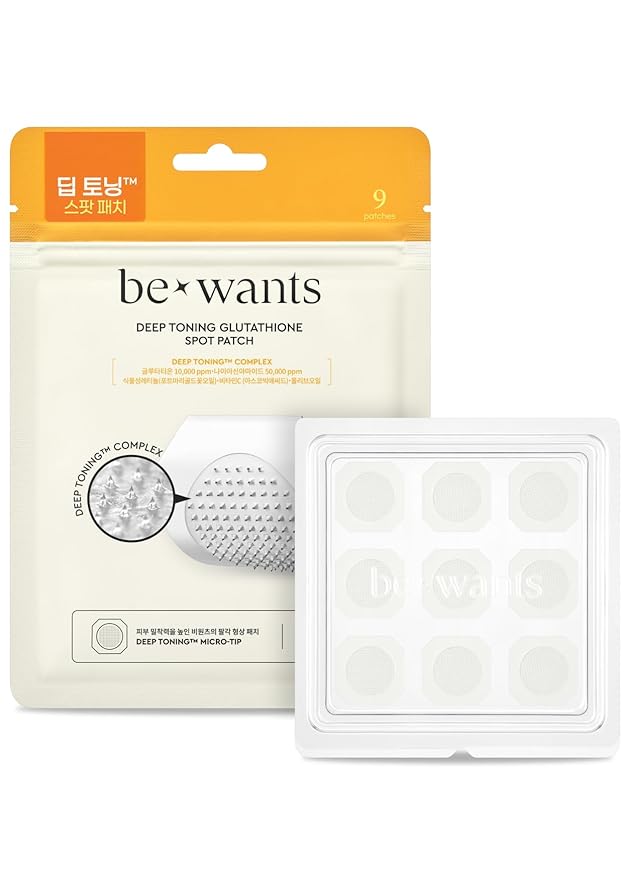 bewants Deep Toning Glutathione Spot Patch – Micro Tip Patches for Skin Elasticity, Texture & Blemish Care, 9 Patches