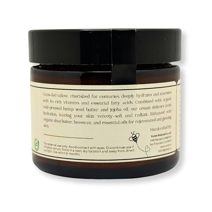 Tallow & Hemp Body Butter – Whipped Grass‑Fed Tallow + Hemp Seed Butter – Calming Chamomile/Sandalwood/Lavender – Deep Hydration for Dry & Sensitive Skin (2 oz)