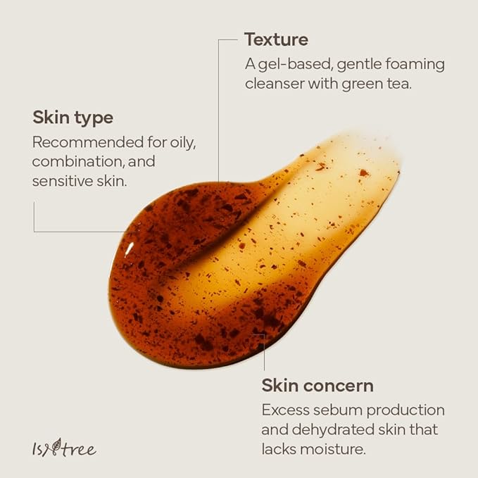 IsNtree Green Tea Fresh Cleanser 120 ml, 4.05 fl oz | Korean Skincare | Gel Cleanser with Jeju Green Tea Extract & 4‑Hyaluronic Acid | Refreshing & Hydrating | Sebum Control for Oily, Sensitive Skin