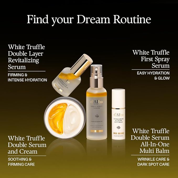 d'alba Piedmont White Truffle Double Layer Revitalizing Serum, 100hr Hydration, Hyaluronic Acid and Centella Asiatica, Skin Firming, Tightening, Long-lasting Korean Skin Care (1.69 fl.oz)