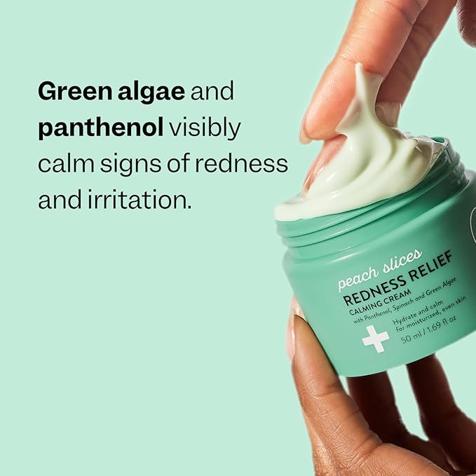 Peach Slices - Redness Relief Calming Cream (1.69 oz) - Hydrate & Calm - Moisturized, Even Skin - Panthenol, Spinach, Green Algae, & Turmeric - Vegan, Cruelty Free, Korean Skin Care & Beauty