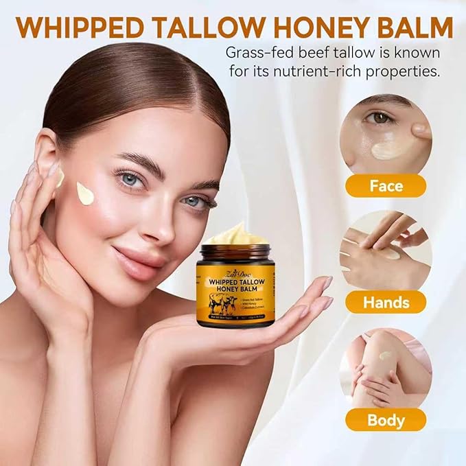 Whipped Honey Balm with Manuka Honey & Calendula, Multi-Purpose Salve for Face & Hands, Grass-Fed Formula, Deep Moisturizing for All Types, 4.76oz