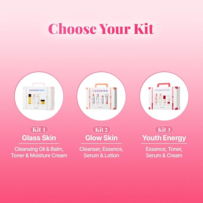 Hanskin Glass Skin On the Go Kit – Travel-Friendly Hydrating Set with PHA Cleansing Oil&Balm, Toner & Moisture Cream | TSA-Approved Mini Skincare, Holiday Stocking Stuffer, Teen Girl & Women’s Gift