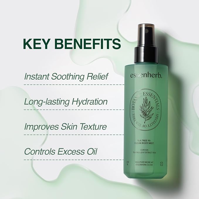 Tea Tree 90 Clear Body Mist for acne skin | 360° Moisture Spraying with Vegan Formula | AHA+BHA+PHA+LHA, Korean Skincare (6.76 fl oz, 200ml)