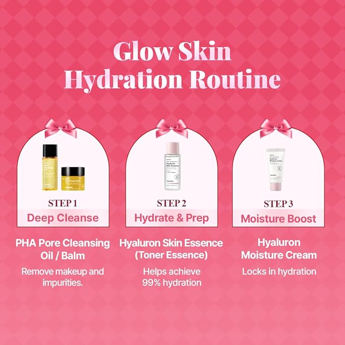 Hanskin Glass Skin On the Go Kit – Travel-Friendly Hydrating Set with PHA Cleansing Oil&Balm, Toner & Moisture Cream | TSA-Approved Mini Skincare, Holiday Stocking Stuffer, Teen Girl & Women’s Gift