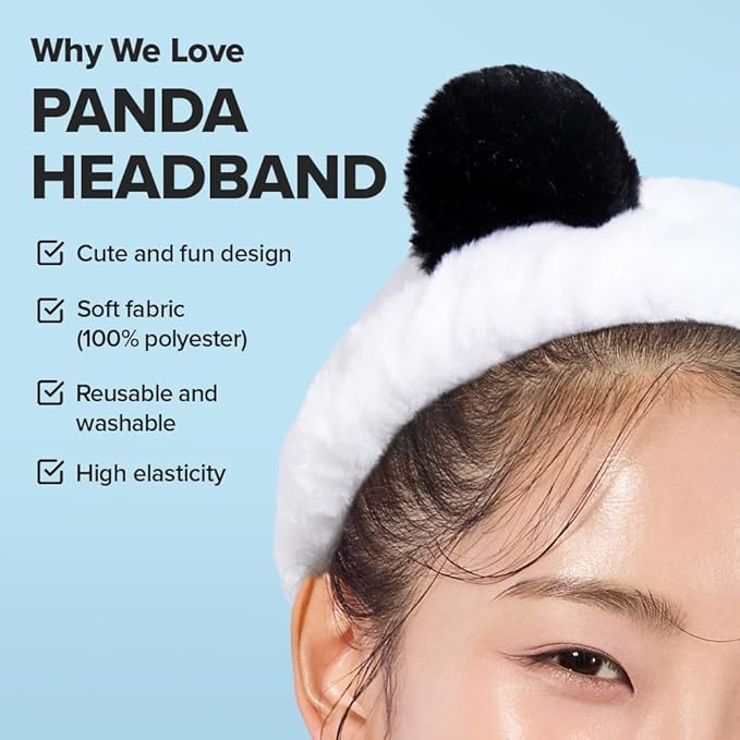 I DEW CARE Face Wash Headband - Panda | Adorable Design, Perfect for Washing & Cleansing, Makeup and Spa, Bath, Skincare, Quick Dry, Soft & Fuzzy, Non Slip, Reusable, Teen Girls Stuff