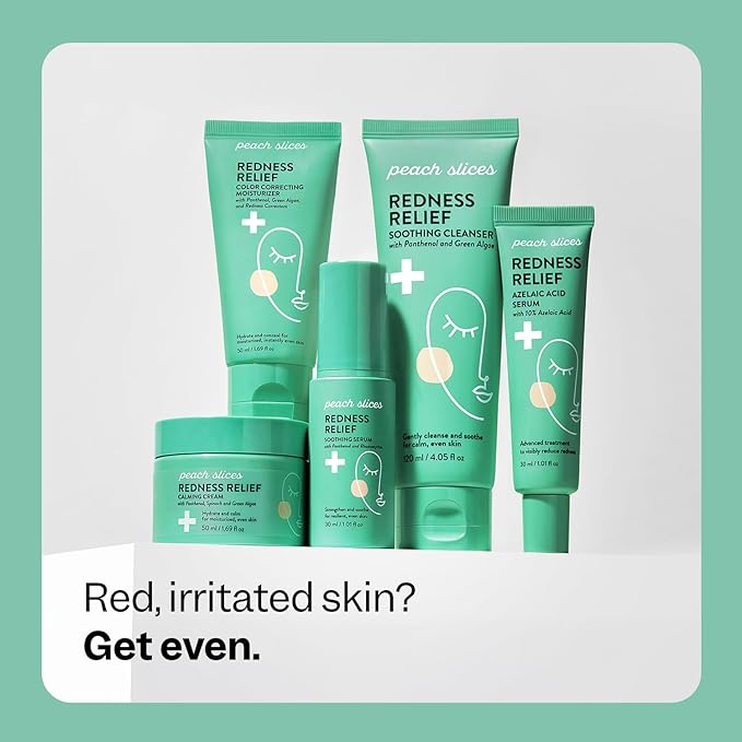 Peach Slices - Redness Relief Calming Cream (1.69 oz) - Hydrate & Calm - Moisturized, Even Skin - Panthenol, Spinach, Green Algae, & Turmeric - Vegan, Cruelty Free, Korean Skin Care & Beauty