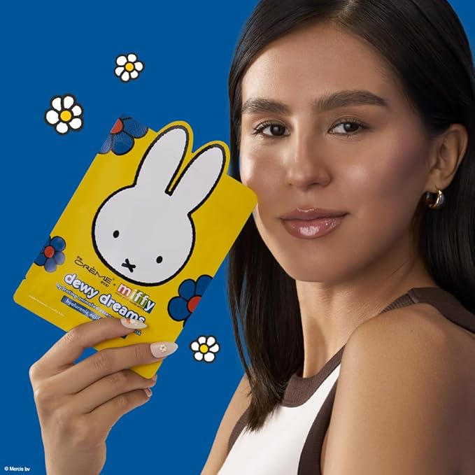 The Crème Shop x Miffy Dewy Dreams Hydrating Animated Essence Sheet Mask with Hyaluronic Acid & Squalane, Deep Moisture, K-Beauty, Cruelty-Free, Gentle Care for All Skin Types (Pack of 5)
