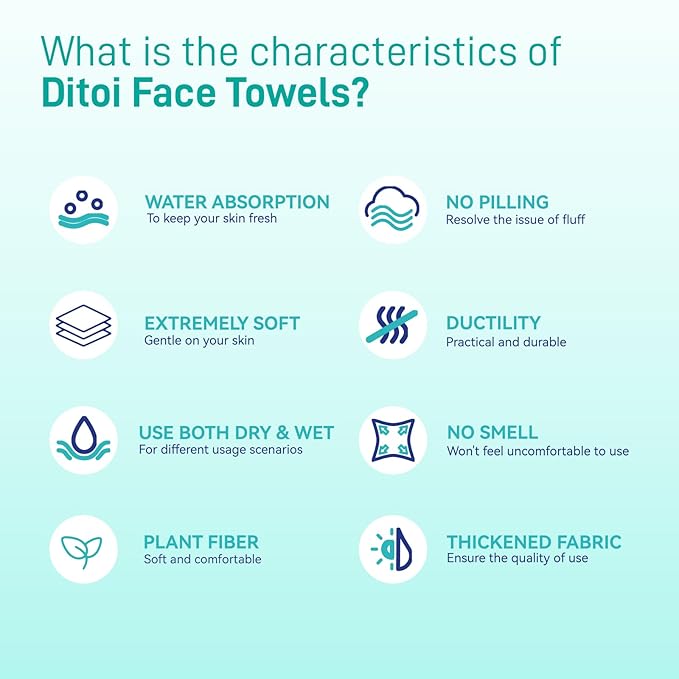Face Towels, 10"×12" Disposable Face Towel, Face Towelettes XL, Ultra Soft Makeup Remover Dry Wipes, Thick Face Towel for Cleansing,100 Count (2 Pack)