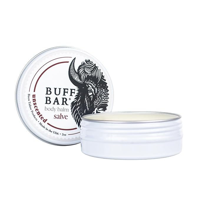 BUFF BAR Pure Bison Tallow Salve, Unscented, 4 Pack - No Irritating Ingredients, Simple & Clean, Body Butter, Full Body Hydration, Replaces Lotion, For Dry, Rough & Sensitive Skin