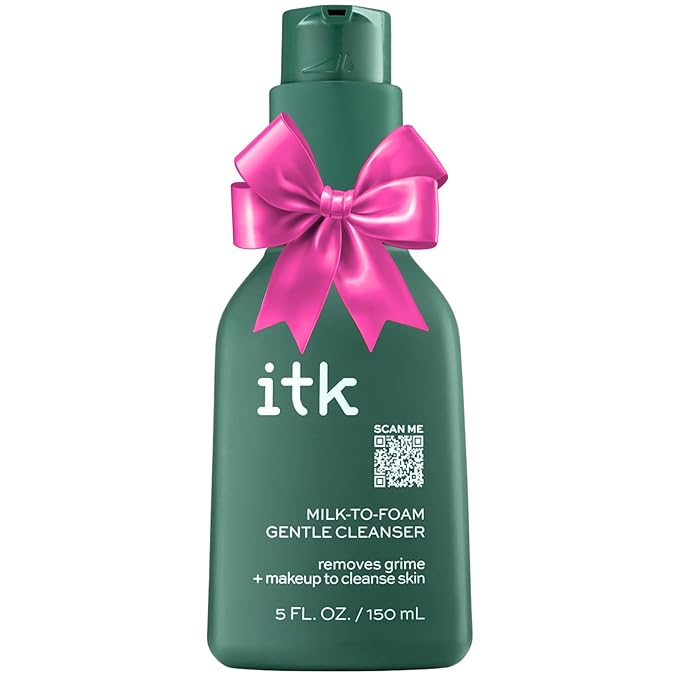 ITK Skincare 2-in-1 Milk-To-Foam Gentle Cleanser - Effective Face Wash + Makeup Remover with Vitamin B5, Pineapple + Coconut Enzymes for Radiant Skin - Cleanse, Remove Excess Makeup + Moisturize Skin