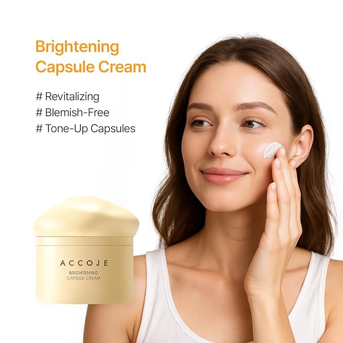 ACCOJE Brightening Capsule Cream 50 ml / 1.69 fl oz – Lightweight K-Beauty Cream with Korean Jeju Botanicals for Radiant, Even-Looking Skin
