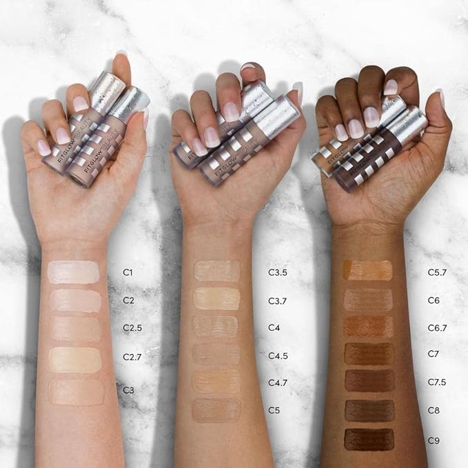 Fitglow Beauty Conceal+ | Vegan Full Coverage Concealer Skincare with Vitamin K + Green Tea | Corrects Dark Circles, Blemishes & Redness | Non-Creasing, Natural Finish | C2.7-6g