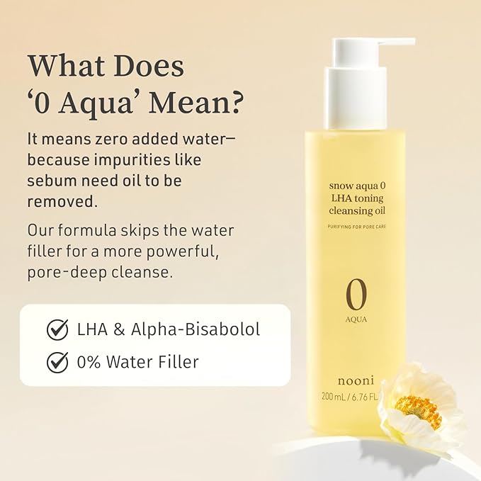 NOONI Korean Cleansing Oil - Snow Aqua 0 LHA Toning Cleansing Oil *2ea | Makeup Blackhead Remover, Pore Control, Glass Skin, Help Control Sebum, Revitalizing, Preppy Stuff, 6.76 Fl Oz x 2