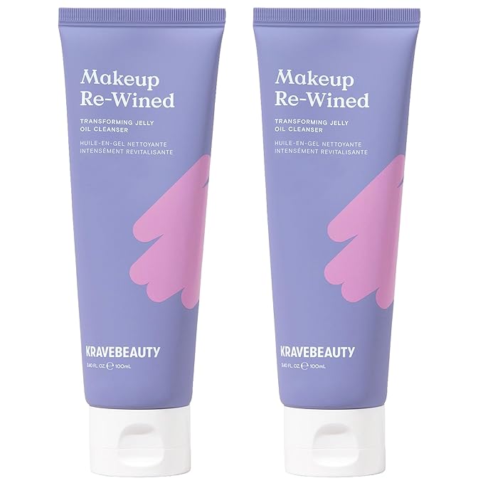 KraveBeauty Makeup Re-Wined Jelly Oil Cleanser Duo – K-Beauty Transforming Daily Cleanser, Removes Makeup & Impurities, Vegan & Cruelty-Free, 3.38 fl oz x2