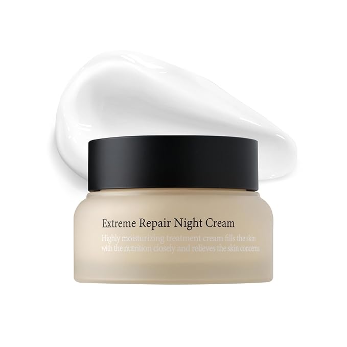 LU'PIUM Extreme Repair Night Cream – Vegan Overnight Barrier Recovery & Firming Moisturizer with 5 Plant Phytomucin Complex, Triple Collagen & Ectoine, Inspired by Korean Skincare