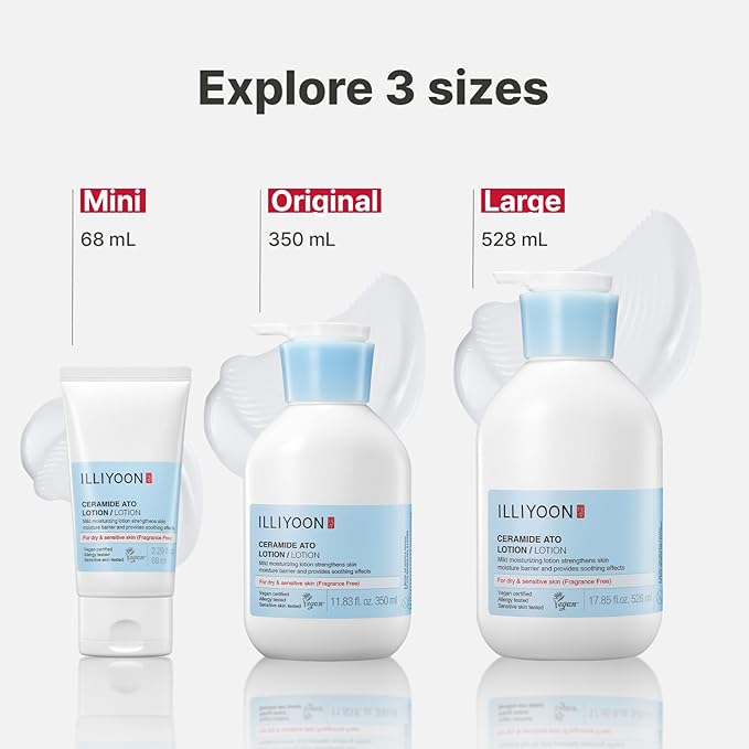 Illiyoon Ceramide Ato Lotion | Lightweight Moisturizer for Dry & Sensitive Skin, Barrier Repair for Face & Body, Mild for Babies, Vegan Certified, Korean Skin Care, 11.83 fl.oz.