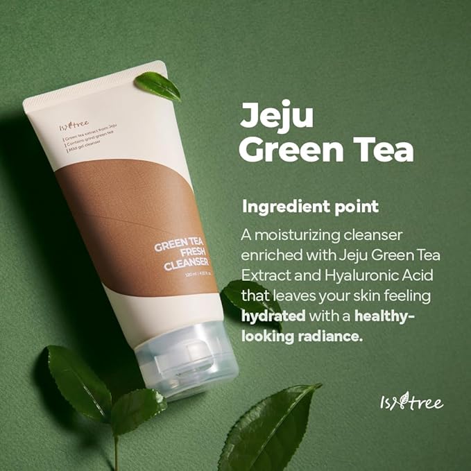 IsNtree Green Tea Fresh Cleanser 120 ml, 4.05 fl oz | Korean Skincare | Gel Cleanser with Jeju Green Tea Extract & 4‑Hyaluronic Acid | Refreshing & Hydrating | Sebum Control for Oily, Sensitive Skin
