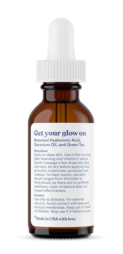 ASUTRA Hyaluronic Acid Serum for Face, 1 fl oz - Vitamin C & E, Aloe, Green Tea, Geranium & Jojoba Oil, Plumping Face Serum, Hydrating Facial Skin Care, Combat Signs of Aging