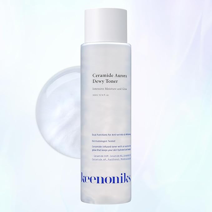 keenoniks Ceramide Aurora Dewy Toner – Deeply Hydrating & Barrier-Repair Toner for Radiant, Healthy Skin - Korean Skincare for Sensitive Skin - 300ml (10.14 fl oz)
