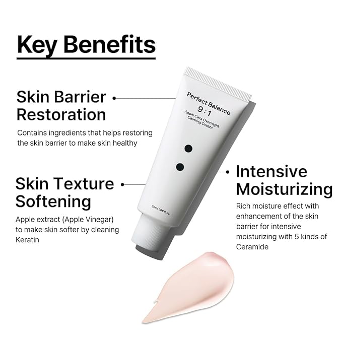 B:Lab Apple Cera Overnight Calming Cream 50 ml | 2% Ceramide NP (20,000 ppm) + Apple Vinegar | Barrier-Repair Night Moisturizer for Red & Dehydrated Skin | 1.69 fl oz
