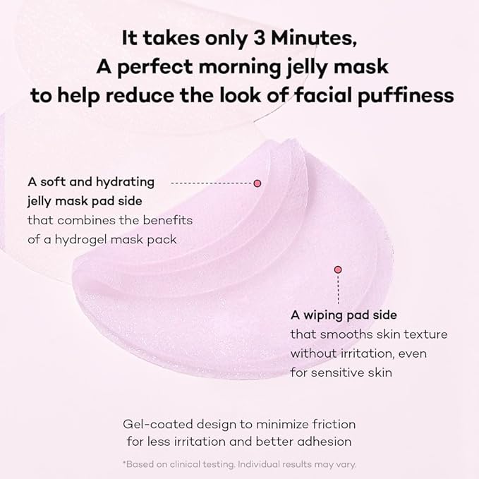 Firming V-Fit Dual Jelly Toner Pads, Pore Appearance Care & De-Puffing, Dual-Sided Cooling 2-in-1 Toner Pack and Wipe Pads with Collagen, PDRN and Peptides, 60 Pads