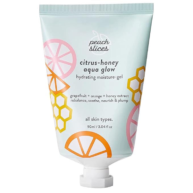 Peach Slices - Citrus-Honey Aqua Glow Moisturizer (3.04 oz) - Hydrating Moisture-Gel - Rebalance, Soothe, & Nourish - Grapefruit, Orange, Honey Extract - Vegan, Cruelty Free, Korean Skin Care & Beauty