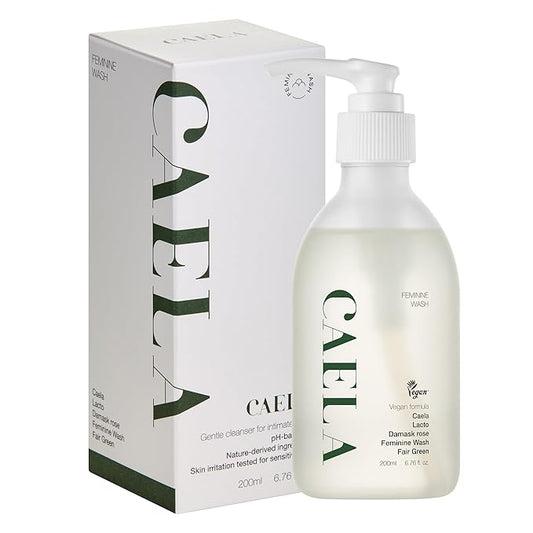 CAELA Feminine Wash Gel Fairgreen, pH-Balanced Formula with Triple Lactobacillus Ferment Complex, Vegan K-Beauty Intimate Care for Women, Sea Buckthorn & Damask Rose, Sulfate-Free, 6.76 Fl Oz